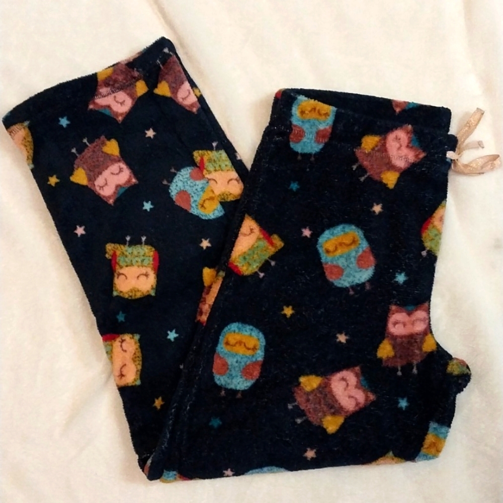 PLUSH OWL PATTERN PJ BOTTOMS size large